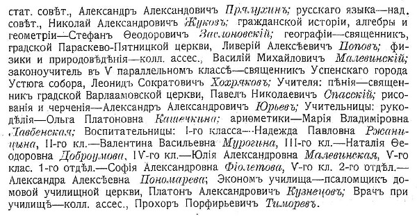 Преподаватели Устюжского епархиального училища 1912 года Преподаватели Устюжского епархиального училища 1912 года