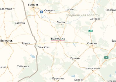 Волковыск на карте Белоруссии Волковыск на карте Белоруссии